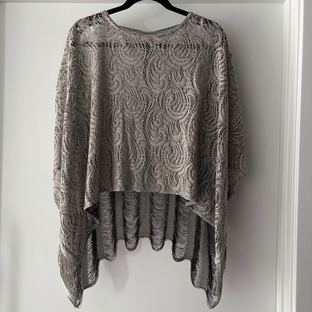 Michaela Silver Threaded Poncho Top
